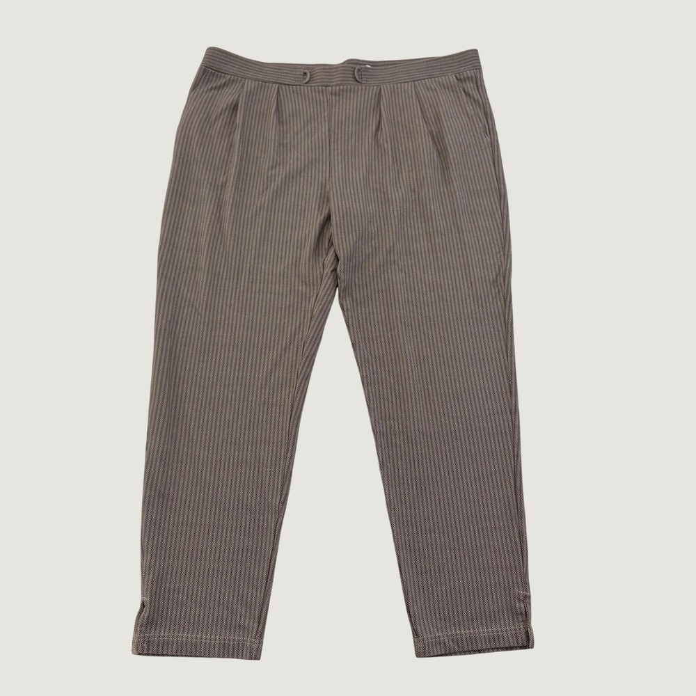 Betabrand Women's XXL Long Herringbone Stretch Pull-On Dress Pants Brown Taupe